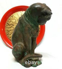Amazing Art Deco 12.5 Egyptian Bronze Cat Statue