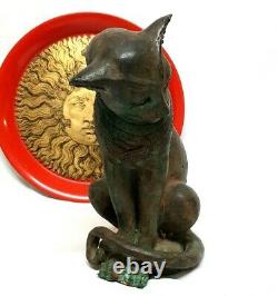 Amazing Art Deco 12.5 Egyptian Bronze Cat Statue