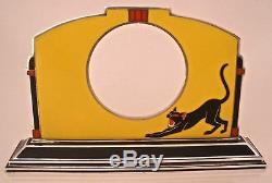 Amazing Austrian Art Deco 935 Sterling Enameled Cat Watch Or Clock Holder 1920