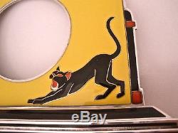 Amazing Austrian Art Deco 935 Sterling Enameled Cat Watch Or Clock Holder 1920