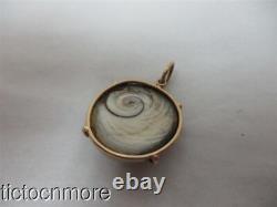 Antique 10k Gold Art Deco Operculum Cats Eye Stone Turban Shell Charm Pendant
