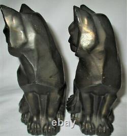 Antique 1929 C. M. W. Art Deco Cubist Signed Cat Book Statue Sculpture Bookends