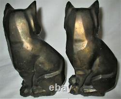 Antique 1929 C. M. W. Art Deco Cubist Signed Cat Book Statue Sculpture Bookends