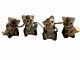 Antique 4 Anthropomorphic Cats Musical Band Porcelain Figurines Miniatures Cute