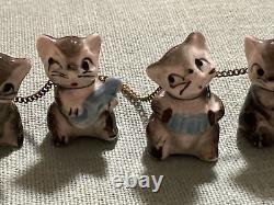 Antique 4 Anthropomorphic Cats Musical Band Porcelain Figurines Miniatures CUTE