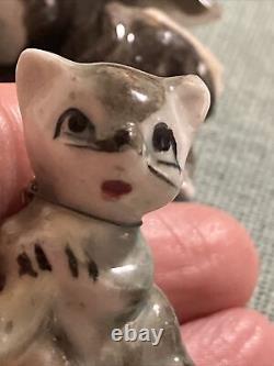 Antique 4 Anthropomorphic Cats Musical Band Porcelain Figurines Miniatures CUTE