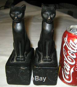 Antique Art Deco Egyptian Armor Bronze Clad Mfg Co Cat Statue Sculpture Bookends