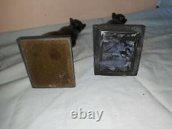 Antique Art Deco Extreme Cat Bookends Black Metal 1930