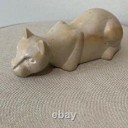 Antique Art Deco Or Earlier Important Looking Carved Stone Cat Sculpture