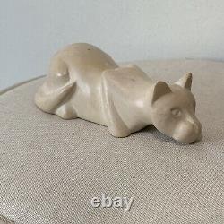 Antique Art Deco Or Earlier Important Looking Carved Stone Cat Sculpture