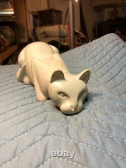 Antique Art Deco Or Earlier Important Looking Carved Stone Cat Sculpture