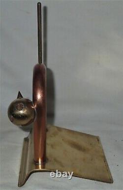 Antique Art Deco Sign Chase Copper & Brass Industrial Door Cat Kitten Doorstop