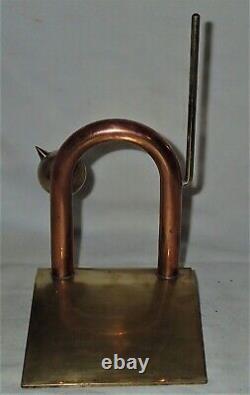 Antique Art Deco Sign Chase Copper & Brass Industrial Door Cat Kitten Doorstop