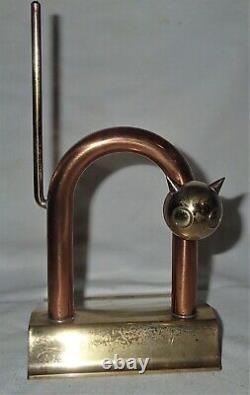 Antique Art Deco Sign Chase Copper & Brass Industrial Door Cat Kitten Doorstop