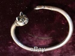 Antique Art Deco Sterling Silver Bracelet Cat Head Made In 1930th Beautiful