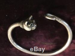 Antique Art Deco Sterling Silver Bracelet Cat Head Made In 1930th Beautiful