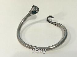 Antique Art Deco Sterling Silver Bracelet Cat Head Made In 1930th Beautiful