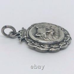 Antique Art Deco Sterling Silver Championship Cat Watch Fob Awards Medal 1925