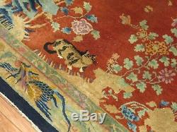 Antique Chinese Art Deco Cat Rug Size 10'10''x5'4'