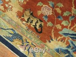 Antique Chinese Art Deco Cat Rug Size 10'10''x5'4'