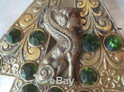 Antique Egyptian Revival Brooch Art Deco Jewel Bast Basted Cat Goddess Whimsical