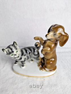 Antique Erphila Germany Cat and Dog Figurine