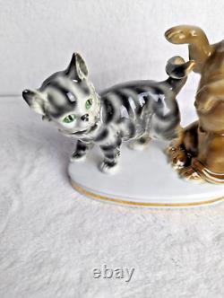 Antique Erphila Germany Cat and Dog Figurine