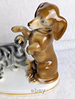 Antique Erphila Germany Cat and Dog Figurine