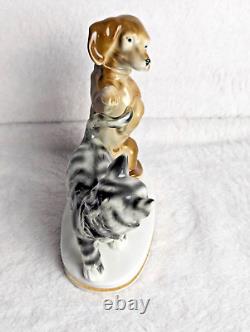 Antique Erphila Germany Cat and Dog Figurine