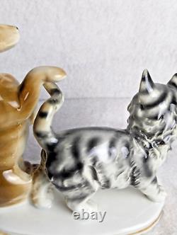 Antique Erphila Germany Cat and Dog Figurine