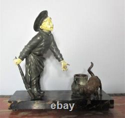 Antique FRENCH Art Deco Sculpture GEORGES MAXIM of Cat c. 1920 Foundry Mark