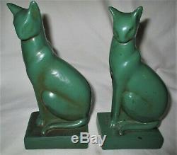 Antique Galvano Bronze Clad Art Deco Frankart Era Paint Cat Sculpture Bookends