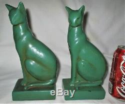 Antique Galvano Bronze Clad Art Deco Frankart Era Paint Cat Sculpture Bookends