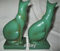 Antique Galvano Bronze Clad Art Deco Frankart Era Paint Cat Sculpture Bookends