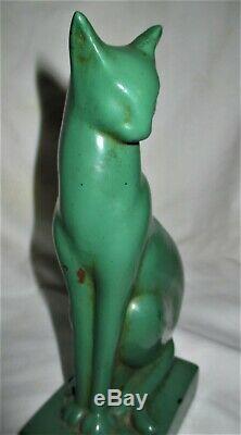 Antique Galvano Bronze Clad Art Deco Frankart Era Paint Cat Sculpture Bookends