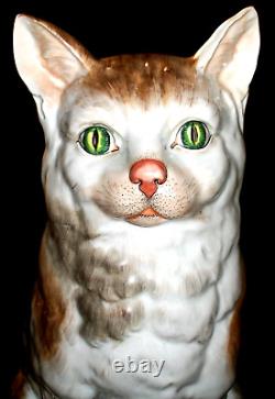 Antique German Dresden Huge Cat Kitten Doll Porcelain Figurine