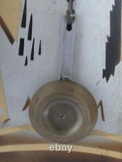 Antique Gilbert Wood Stenciled tall Cat Novelty Working Clock 1928