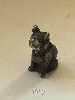 Antique Imperial Era Silver Sapphire Fabergé Julius Rappoport Cat Figurine