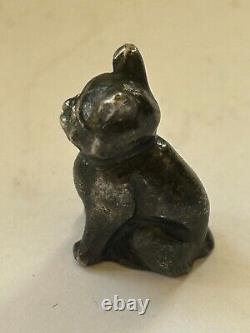 Antique Imperial Era Silver Sapphire Fabergé Julius Rappoport Cat Figurine