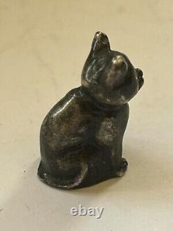 Antique Imperial Era Silver Sapphire Fabergé Julius Rappoport Cat Figurine