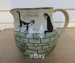 Antique Kateroo Henry Souter Jug Royal Doulton Black Cat Pitcher 6 1/2 Tall