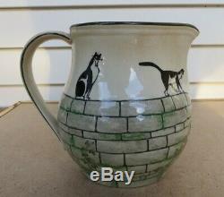 Antique Kateroo Henry Souter Jug Royal Doulton Black Cat Pitcher 6 1/2 Tall