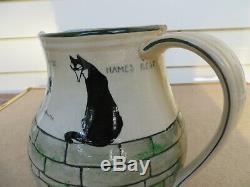 Antique Kateroo Henry Souter Jug Royal Doulton Black Cat Pitcher 6 1/2 Tall