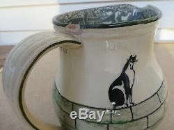 Antique Kateroo Henry Souter Jug Royal Doulton Black Cat Pitcher 6 1/2 Tall