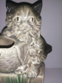 Antique McCoy basket Kitty Planter Old Rare collectable 1940 signed