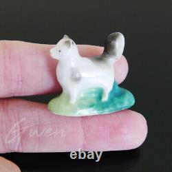 Antique Miniature Cat Staffordshire Figurine 1 Bisque Pottery Figure Porcelain
