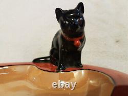 Antique NORITAKE Black Cat Ashtray Made in Japan Handpainted Collectible