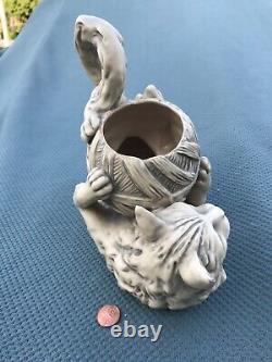 Antique Royal Dux Cat & Yarn Vase Unusual Form Perfect original Condition