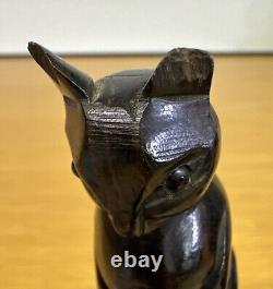 Antique San Karmer Paris Carved Wood Dog & Cat Bookends 1930s Art Deco Vintage