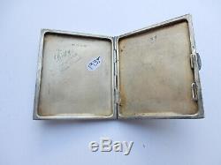 Antique Solid Silver Enamel Tabby Cat Cigarette Case